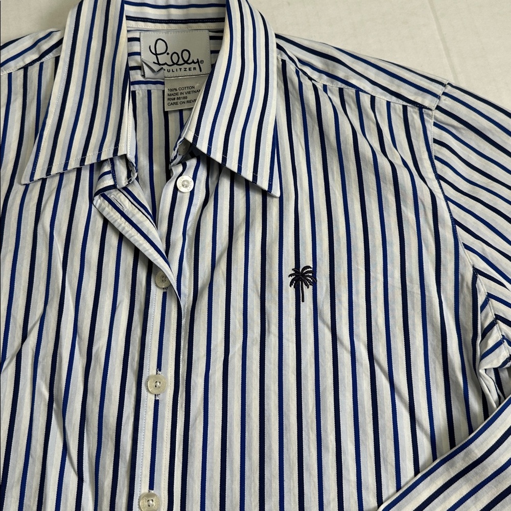 Lilly Pulitzer VINTAGE Striped Button Down Long Sleeve Size 2 Workwear Office - Picture 5 of 9